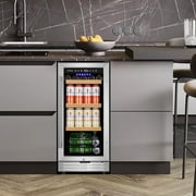 Tittla 130 Cans (12 oz) 3.1 Cubic Feet Under Counter Beverage Refrigerator Cooler , with Glass Door for Soda, Beer or Wine