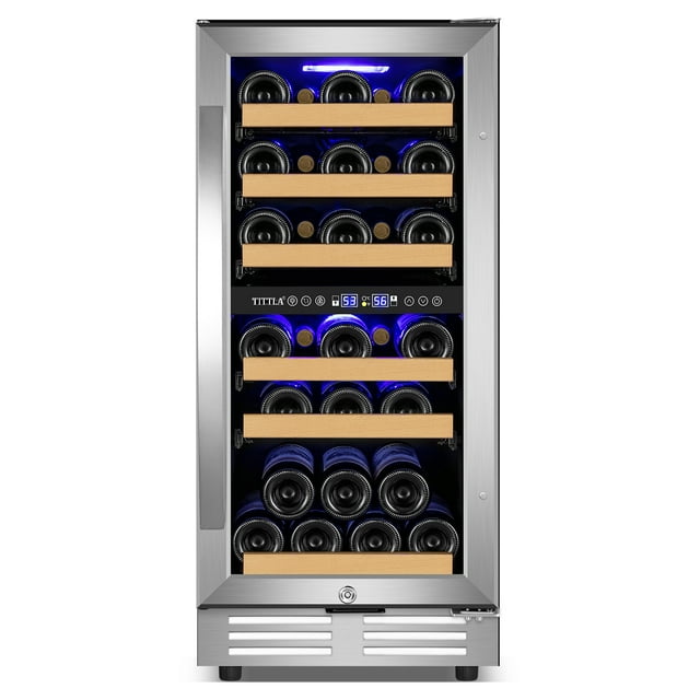 Tittla 15 Inch Under Counter 30 Bottle Wine Cooler Refrigerators Dual