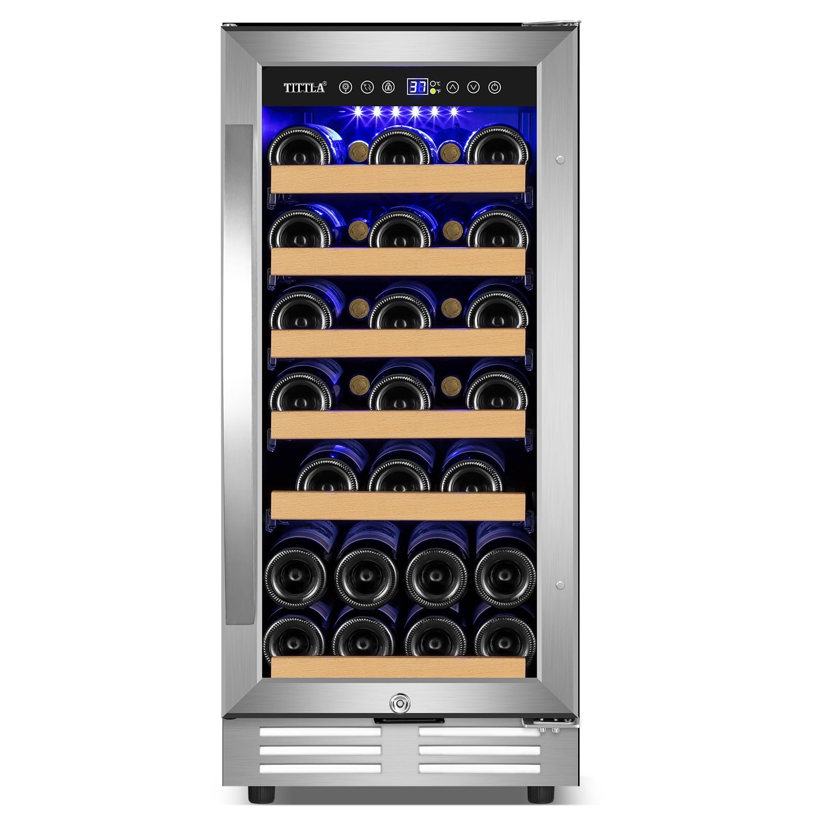 Tittla 15 inch Wine Refrigerators,30 Bottle Freestanding & Built-in Wine Cooler- Wine Fridge for Home Bar, Apartment