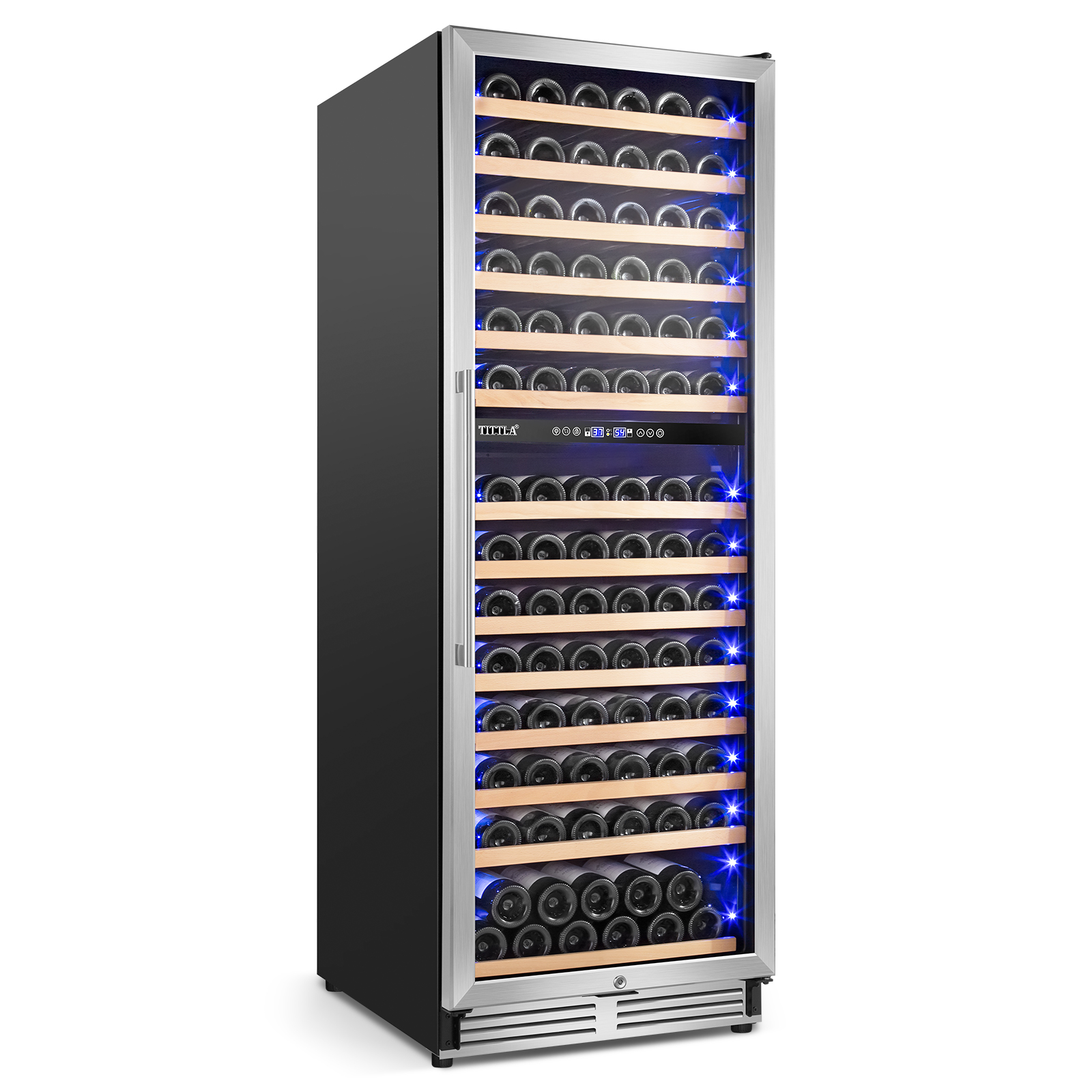 Tittla 154 Bottle Builtin Dual Zone Wine Cooler, Two Shapes of Door