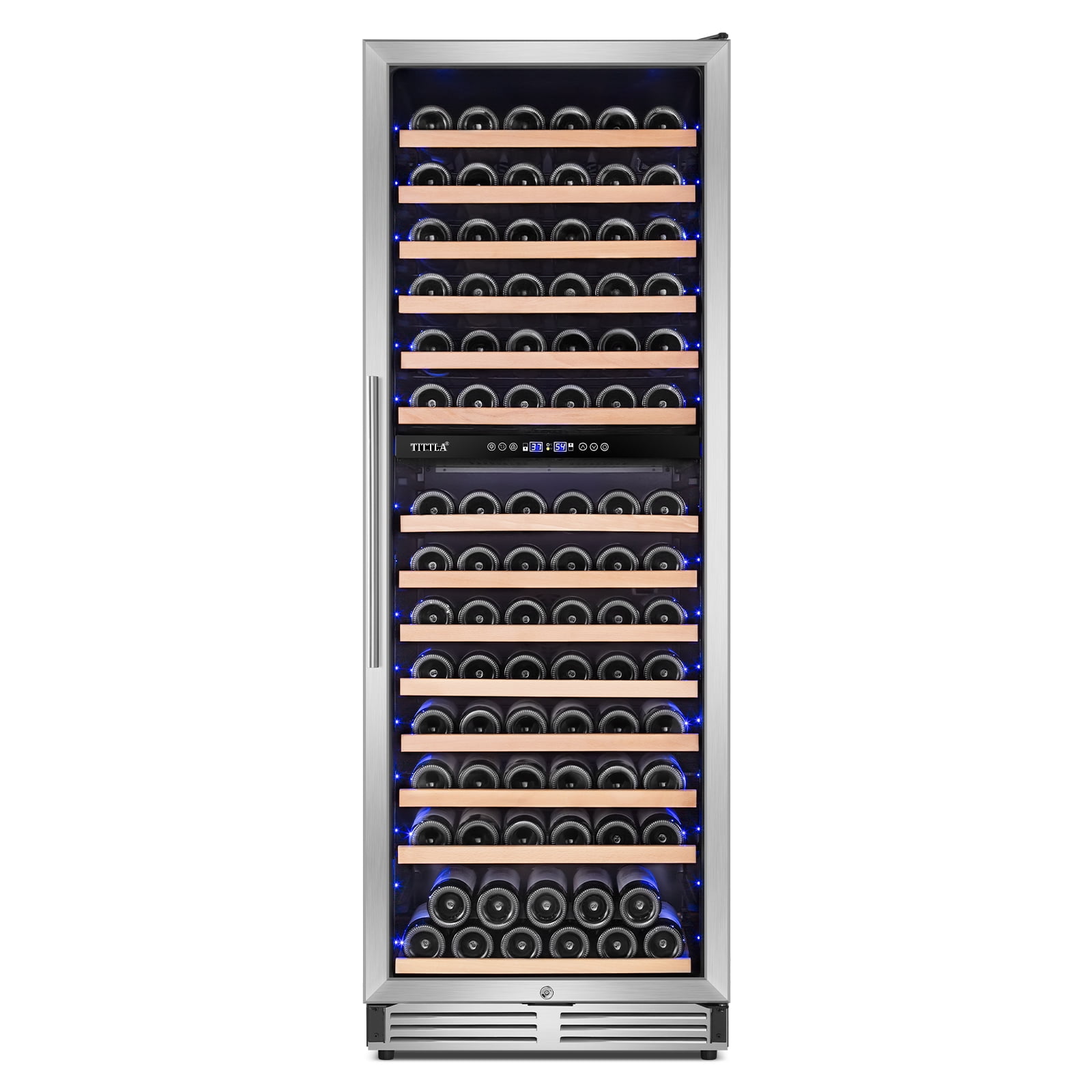 Tittla 154 Bottle Builtin Dual Zone Wine Cooler, Two Shapes of Door