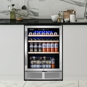 TITTLA 24 Inch Beverage Refrigerator Cooler,180 Cans,Built in,37°-65°F, Low Noise Energy Saving for Beer and Soda or Fruit, Silver