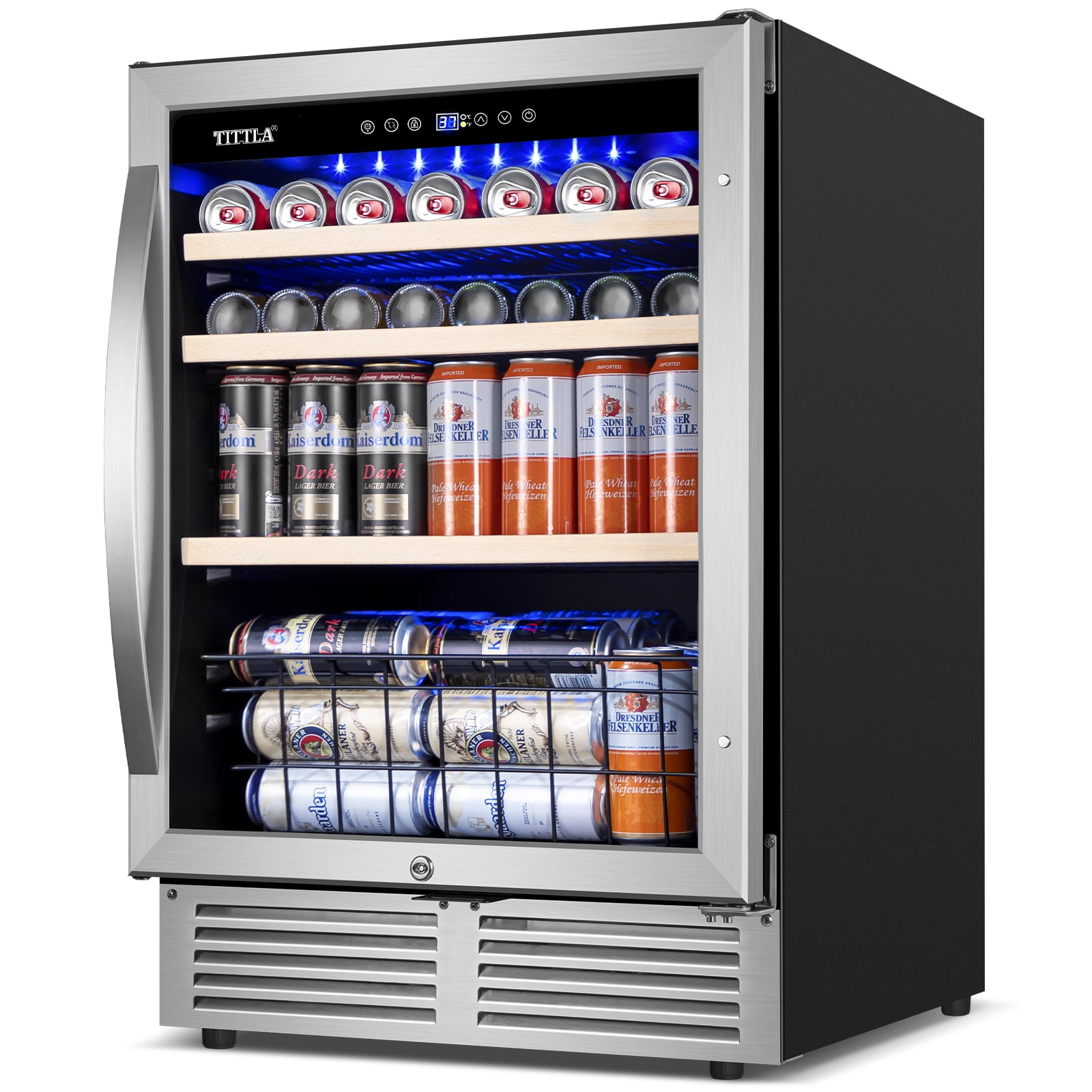 Tittla 24'' Beverage Refrigerator Cooler,150-Cans Built-in Wine Cooler ...