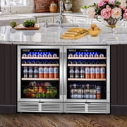 Tittla Beverage Refrigerator,300 Can 48Beverage Fridge Freestanding/Built-in Reversible Door Hinge Beverage Cooler(2 Pcs)