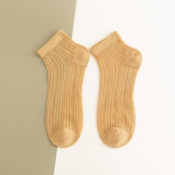 Tittly Ankle Socks Cotton Socks Women's Solid Color Light Mesh Breathable And Comfortable Spring And Summer Thin Short Socks Socks for Women Slouch Socks Yellow A