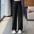 thumbnail image 1 of Tittly Baggy Pants Comfy Pants Women Women's Spring/Summer Solid Color Loose Casual Straight Thin High Waist Elastic Waist Pants Sweatpants Women Lounge Pants Women Black L, 1 of 4
