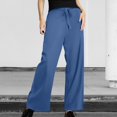 thumbnail image 1 of Tittly Baggy Pants Comfy Pants Women Womens Daily Elastic Waist Pockets Straight Solid Color Casual Pants Loose Long Trousers Sweatpants Women Lounge Pants Women Blue M, 1 of 4