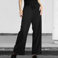 thumbnail image 1 of Tittly Baggy Pants Comfy Pants Women Womens Daily Elastic Waist Pockets Straight Solid Color Casual Pants Loose Long Trousers Sweatpants Women Lounge Pants Women Black S, 1 of 4