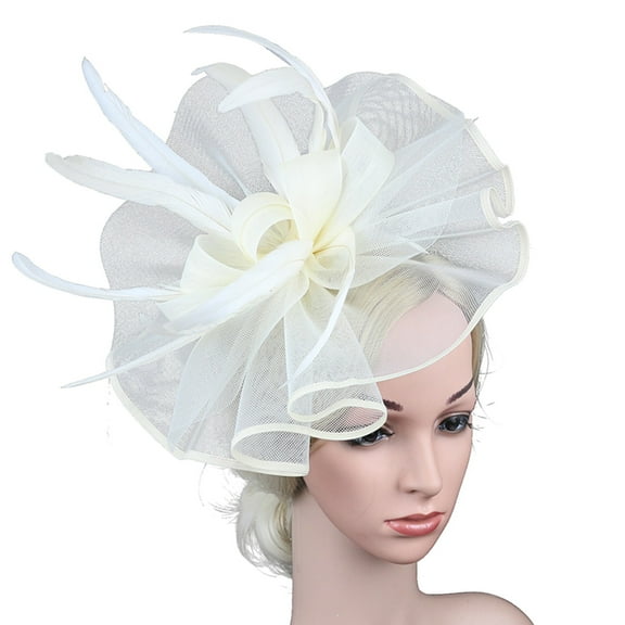 Tittly Bandanas for Women Fascinators Hats Women Hat Headwear Church Feather Clip Fascinators Hat Wedding Cap For Head Scarf Hair Accessories Beige One Size