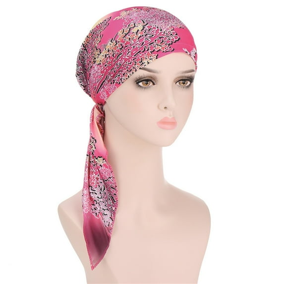 Tittly Bandanas for Women Head Scarf Womans Stretchy Beanie Turban Cap Head Wrap Headscarf For Cancer Hair Loss Fascinators Hats Head Scarf Hot Pink M