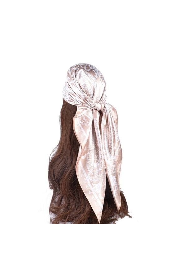 Bandanas for Women Head Scarf Women's Fashion Retro Cashew Nut Pattern Printed Large Square Scarf Silk Scarf Headband Fascinators Hats Head Scarf Beige One Size