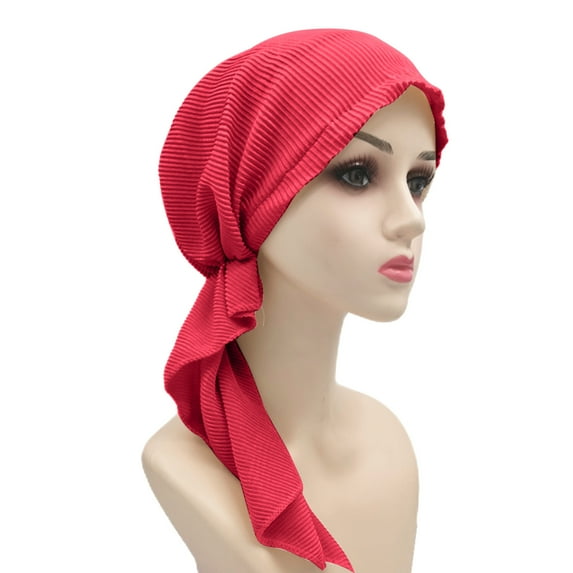 Tittly Bandanas for Women Head Scarf Head Hat Cap Ethnic Pre Tied Braid Hair Cover Wrap Turban Headwear Hat Fascinators Hats Head Scarf Red One Size