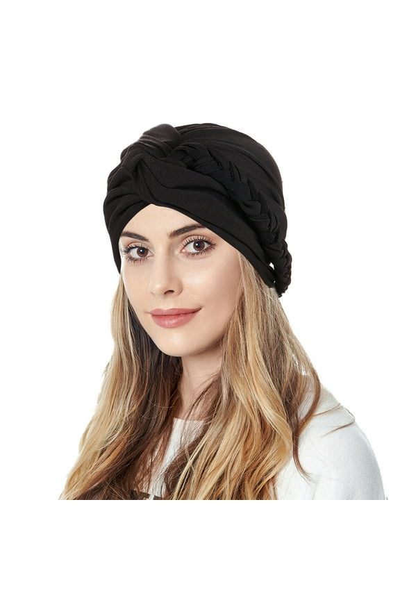 Bandanas for Women Head Scarf Women Braid Turban Hats Hat Cap Hair Bonnet Head Scarf Wrap Cover Bandana Turbans for Women Black One Size
