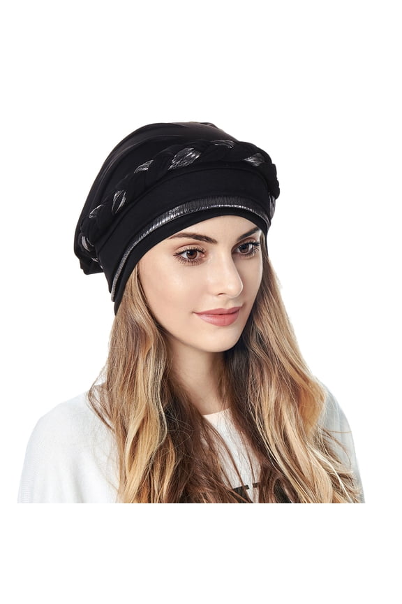 Bandanas for Women Head Scarf Women Braid Turban Hats Hat Cap Hair Bonnet Head Scarf Wrap Cover Bandana Turbans for Women Black One Size