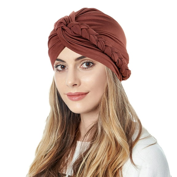 Tittly Bandanas for Women Head Scarf Women Braid Turban Hats Hat Cap Hair Bonnet Head Scarf Wrap Cover Bandana Turbans for Women Coffee One Size