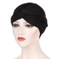 thumbnail image 1 of Tittly Bandanas for Women Head Scarf Women Solid Hat Muslim Ruffle Turban Wrap Scarf Cap Bandana Turbans for Women Black One Size, 1 of 2