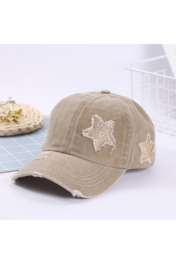 Baseball Cap Trucker Hat Mens And Womens Star Baseball Hat Fashion Outdoor Adult Peaked Hat Womens Baseball Caps Hats for Women Khaki One Size