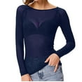 thumbnail image 1 of Tittly Basic Tees T Shirts for Women Spring And Autumn New Black Transparent Mesh Bottoming Shirt Female Long Sleeved See Through Thin Mesh Shirt Womens Long Sleeve Tops Tshirts Shirts Blue 3XL, 1 of 3
