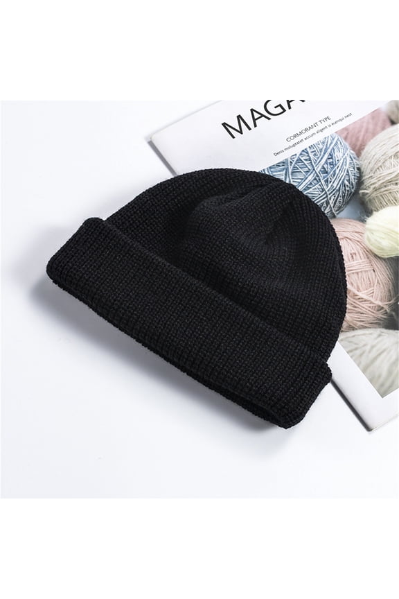 Beanie Grip Socks Men's and Women's Hats Solid Color Cute Chunky Caps Knitted Stretchable Warm Winter Hat Running Hat Hats for Men Black One Size