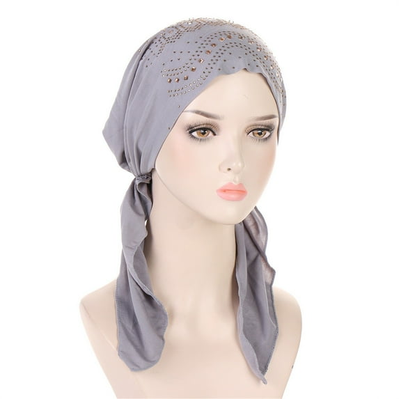 Tittly Beanie Winter Hats Women Hat Fashion Hijab Hat With Hat Stretch Multicolor Solid Color Muslim Hijab Hat Base Hat Bandanas for Women Head Scarf Grey One Size