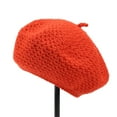 thumbnail image 1 of Tittly Beret Hats Skull Caps Fashion Women Winter Knit Hat Foxes Collar Set Thick Warm Solid Earmuff Hat Winter Hats Hats for Women Orange M, 1 of 2