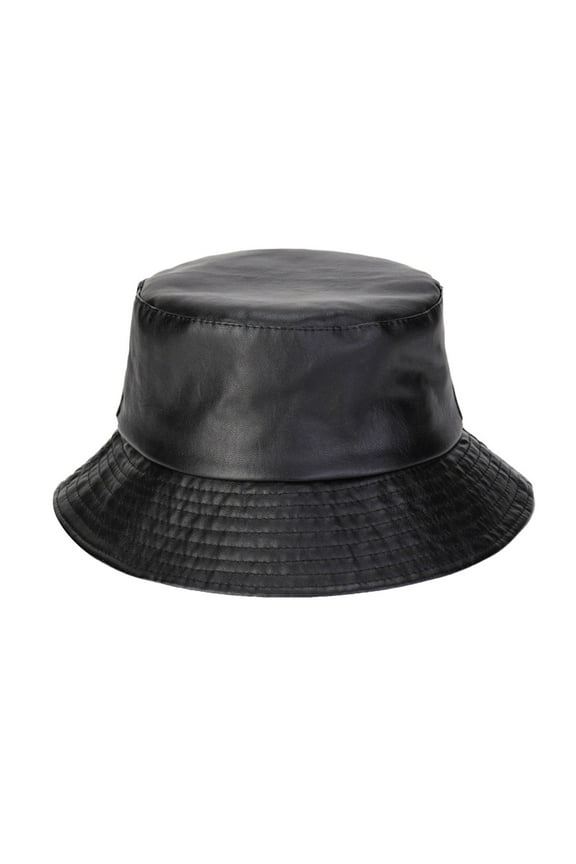 Bucket Hats Visor Hats PU Leather Fisherman Hat Mens And Womens Casual Basin Hat Solid Color Outdoor Hat Hip Hop Hats for Women Hats for Men Black M