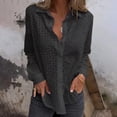 thumbnail image 1 of Tittly Button Down Shirts Blouses for Women Lace Embroidery Long Sleeve Blouse Women's Hollow Lace Embroidered Long Sleeve Button Up Fashion Shirt Tshirts Shirts Long Sleeve Shirts for Women Black L, 1 of 5