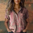 thumbnail image 1 of Tittly Button Down Shirts Shirts for Women Women Cotton Shirt Printed Fashion Down Shirts Casual Tops Short Sleeve Blouse Short Sleeve Shirts Womens Shirts Pink XL, 1 of 4
