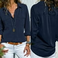 thumbnail image 1 of Tittly Button Down Shirts Womens Shirts Collar Solid Casual Long Front Sleeve Turn Tops Down Women Pockets Shirt Button Women's Blouse Long Sleeve Shirts for Women Tshirts Shirts Womens Tops Navy XL, 1 of 8