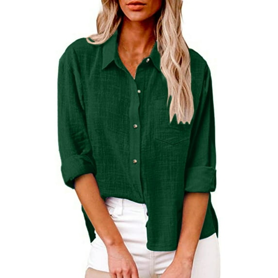 Tittly Button Down Shirts Womens Shirts Ladies Casual Spring Summer Lapel Tie Pocket Long Sleeve Shirt Long Sleeve Shirts for Women Tshirts Shirts AG L
