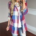 thumbnail image 1 of Tittly Button Down Shirts Womens Shirts Women Casual Matching Color Long Sleeve Button Loose Plaid Shirt Blouse Top Long Sleeve Shirts for Women Tshirts Shirts Womens Tops Red S, 1 of 4