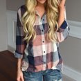 thumbnail image 1 of Tittly Button Down Shirts Womens Shirts Women Casual Matching Color Long Sleeve Button Loose Plaid Shirt Blouse Top Long Sleeve Shirts for Women Tshirts Shirts Womens Tops Orange L, 1 of 4