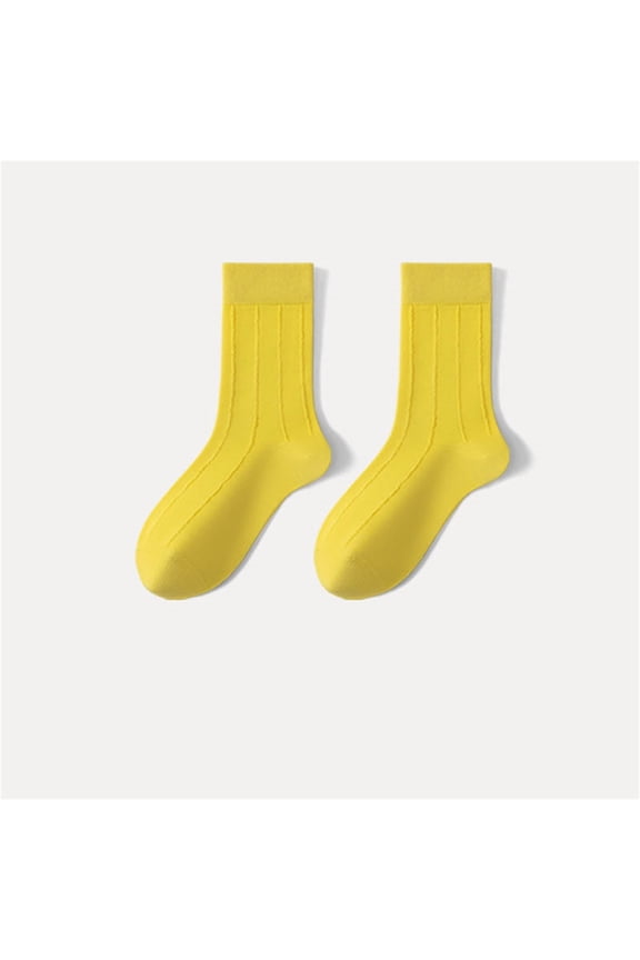 Cotton Socks Crew Socks for Women Socks For Women Autumn Mid Calf Socks Colorful Stockings Advanced Cute Socks Stockings for Women Crew Socks Yellow One Size