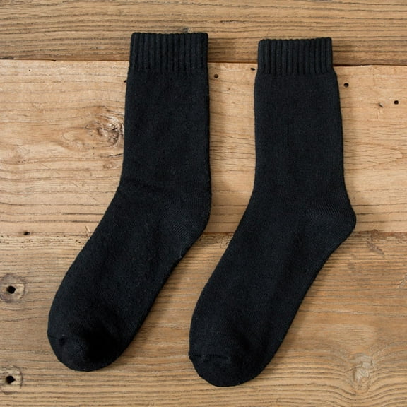 Tittly Cotton Socks Crew Socks for Women Womens Socks In Autumn And Winter Plus Velvet Padded Warm Towel Socks Solid Color Ladies Long Cotton Socks Crew Socks Socks for Women Black One Size