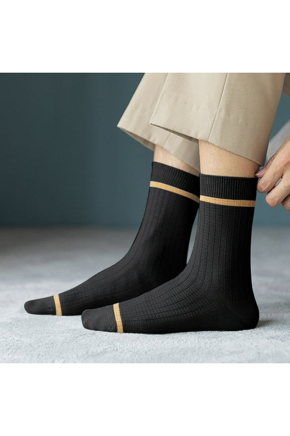 Cotton Socks Crew Socks for Women 1 Pairs Male Casual Striped Socks Solid Breathable Middle Socks Crew Socks Mens Socks Black One Size