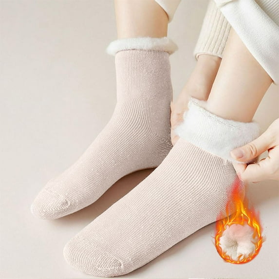 Tittly Cotton Socks Socks for Women Autumn And Winter Thick Socks With Plush And Thickened Women's Warm And Thick Coral Velvet Socks Slouch Socks Cute Socks Khaki One Size