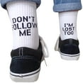 thumbnail image 1 of Tittly Cotton Socks Socks for Women Follow Printing Am Cotton Don't Socks Too Socks Fun Socks I Lose Me Long Medium Socks Slouch Socks Cute Socks White One Size, 1 of 3