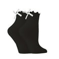 thumbnail image 1 of Tittly Cotton Socks Socks for Women Womens Bow Socks Ruffle Casual Crew Socks Cute Black White Soft Breathable Cotton Frilly Ankle Socks Slouch Socks Cute Socks Black One Size, 1 of 4