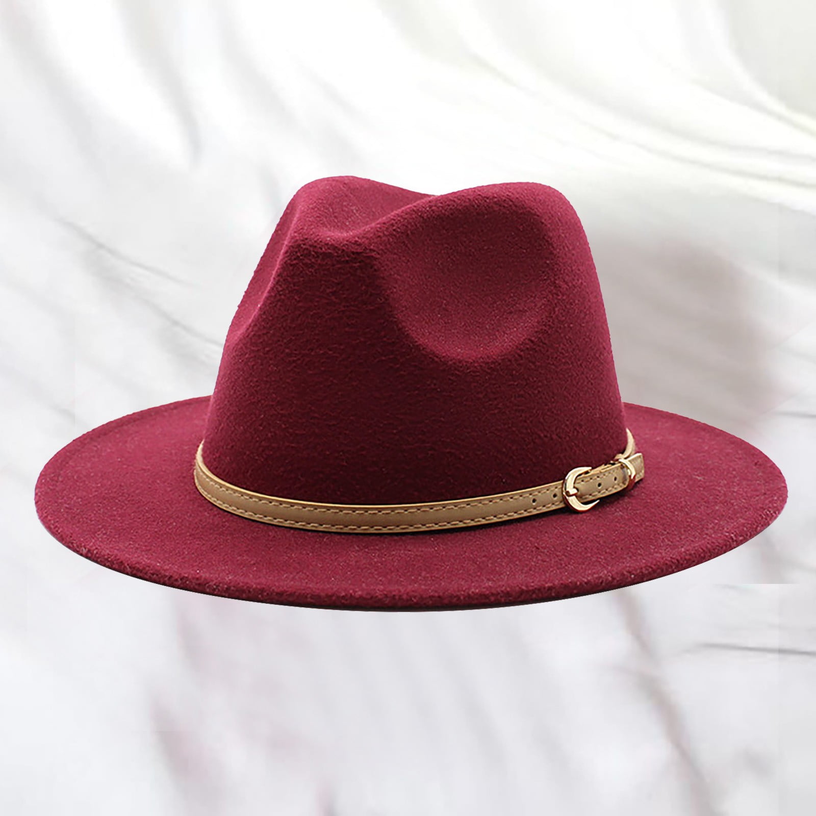 Women’s Wide-Brim Western Hat - Burgundy Buy Chokore Burgundy Cowboy Hat for Men & Women Wide Brim  main image 2