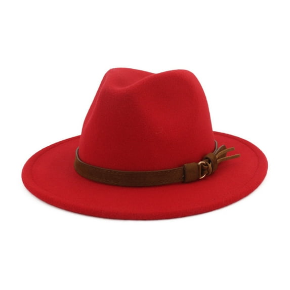 Tittly Cowboy Hat Wide Brim Hats Men & Women Vintage WideHat with Belt Buckle Adjustable Outbacks Hats Visor Hats Hats for Women Red One Size
