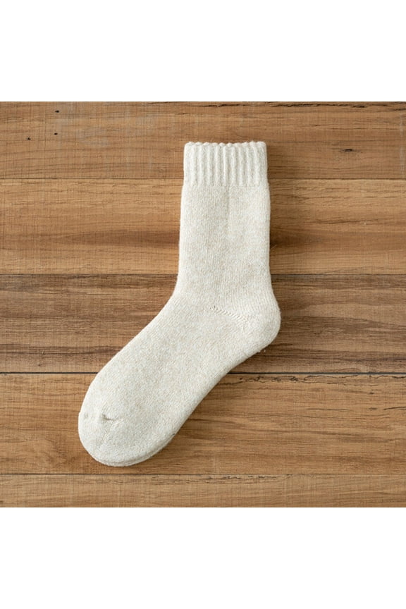 Crew Socks for Women Crew Socks Winter Solid Thickened Thermal Socks Plush Medium Tube Sweat Absorbing Pure Cotton Socks Socks for Women Slouch Socks White One Size