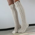 thumbnail image 1 of Tittly Crew Socks for Women Crew Socks Women's Cable Knitted Thigh High Boot Socks Extra Long Winter Stockings Over Knee Leg Socks for Women Slouch Socks White One Size, 1 of 6
