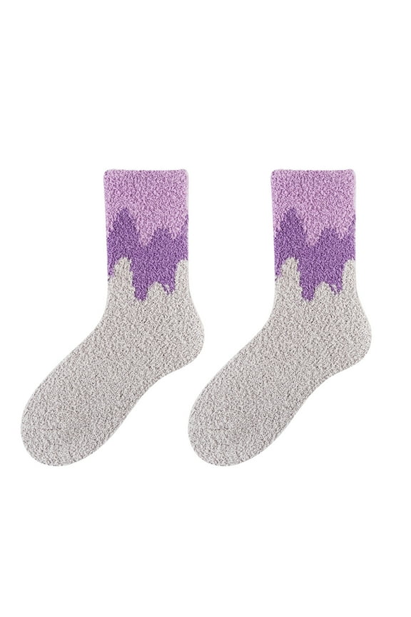 Crew Socks for Women Crew Socks Womens Fuzzy Socks Slipper Winter Cabin Warm Soft Coral Comfy Print Mid Socks Socks Socks for Women Slouch Socks B One Size