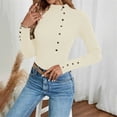thumbnail image 1 of Tittly Fitted Sweaters for Women Tight Sweaters for Women Women's Autumn And Winter Warm Low Neck Button Down Sweater With Long Sleeves Sweater Top Sweaters for Women Beige XL, 1 of 6