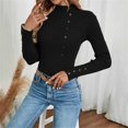 thumbnail image 1 of Tittly Fitted Sweaters for Women Tight Sweaters for Women Women's Autumn And Winter Warm Low Neck Button Down Sweater With Long Sleeves Sweater Top Sweaters for Women Black M, 1 of 6