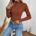 thumbnail image 1 of Tittly Fitted Sweaters for Women Tight Sweaters for Women Women's Autumn And Winter Warm Low Neck Button Down Sweater With Long Sleeves Sweater Top Sweaters for Women Gold XL, 1 of 6