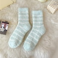 thumbnail image 1 of Tittly Fuzzy Socks Fluffy Socks Autumn Winter Striped Plush Insulation Coral Velvet Socks Carpet Socks Sleep Socks Socks for Women Slouch Socks Green One Size, 1 of 3