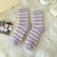 thumbnail image 1 of Tittly Fuzzy Socks Fluffy Socks Autumn Winter Striped Plush Insulation Coral Velvet Socks Carpet Socks Sleep Socks Socks for Women Slouch Socks Purple One Size, 1 of 3