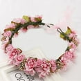 thumbnail image 1 of Tittly Hair Accessories Hair Bows Women Bridal Flower Garland Headband Flower Crown Hair Wreath Hair Bows Elastic Hair Bands Pink One Size, 1 of 2