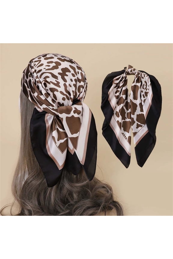 Head Scarf Fascinators Hats Women's Spring/Summer Vintage Leopard Chain Pattern Printed Headband Head Scarf Hair Accessories A A